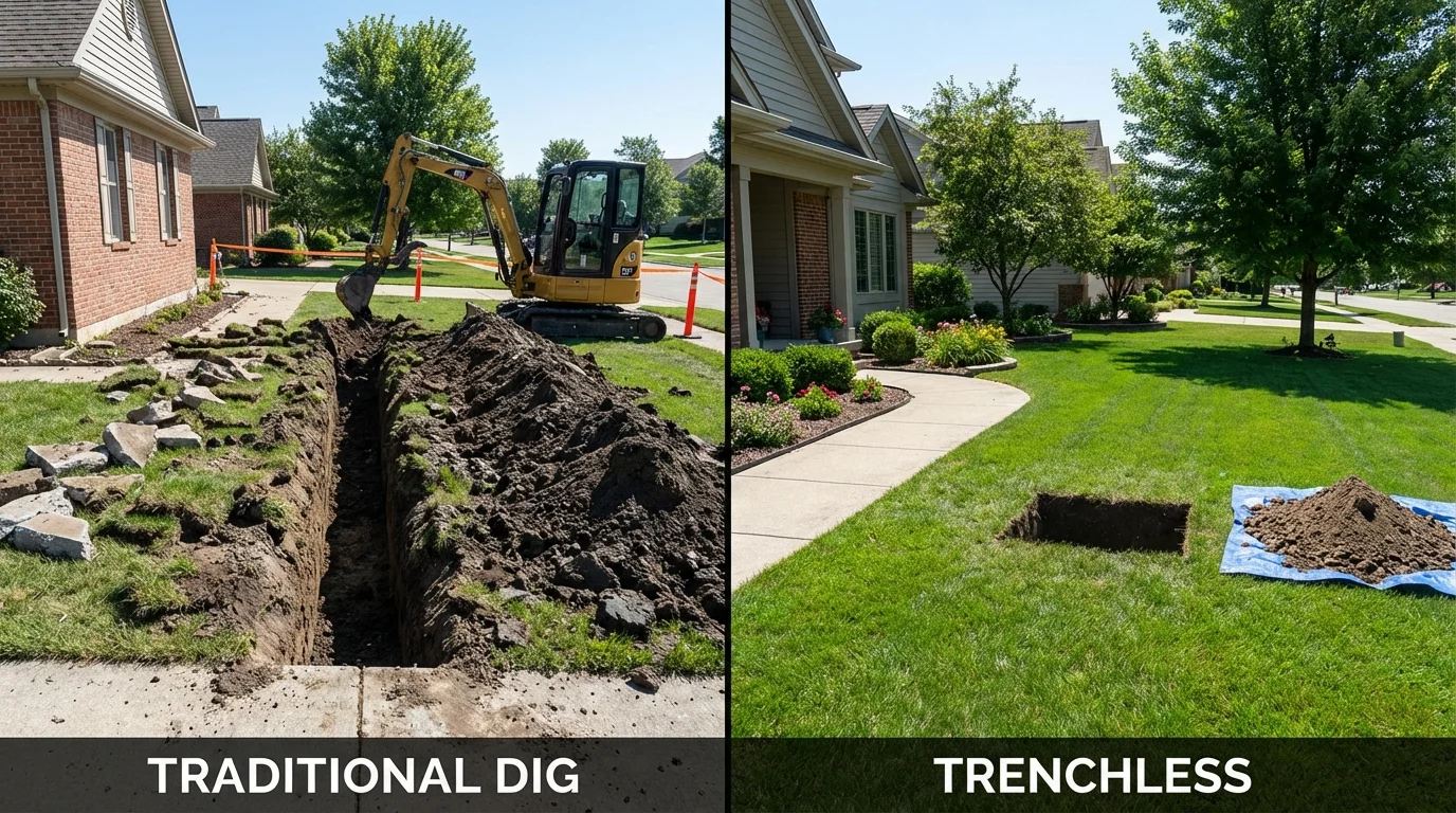 Trenchless sewer repair with minimal yard damage versus traditional excavation in Altamont, NY
